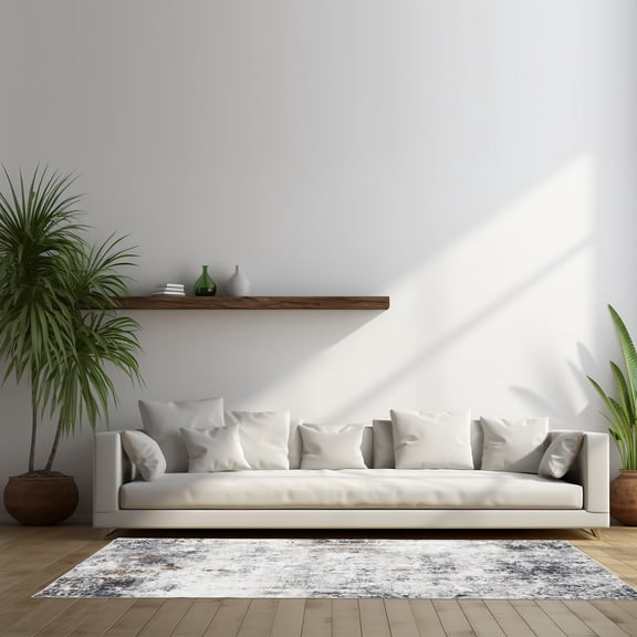 Yesurprise 5x7ft 1200gsm Polyester Area Rugs - Pearl Fleece Cotton TPR, Washed Folded Back Printed Carpet, B Gray Zongzi