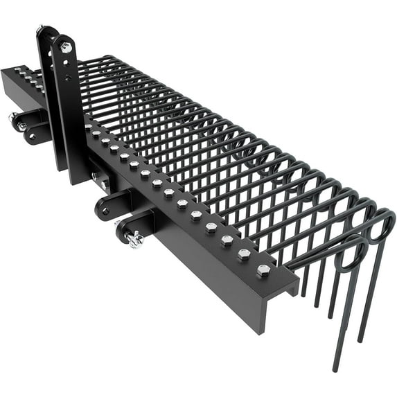 Yesurprise 60 Inch Pine Straw Needle Rake 3 Point Landscape Rake Powder Coated Steel Spring Tow Behind Rake Tractor Rake Attachments for Leaves Straw Grass Attach to Cat 0 Cat 1