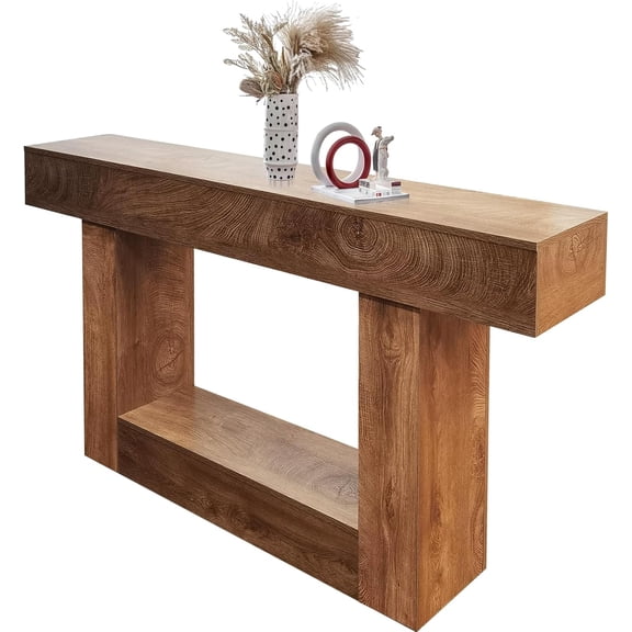 Yesurprise 63"Long Console Table for Entryway Wood Rectangular Sofa Table Behind The Couch Farmhouse Entryway Tables for Entrance Hallway Living Room Foyer Rustic Natural Color