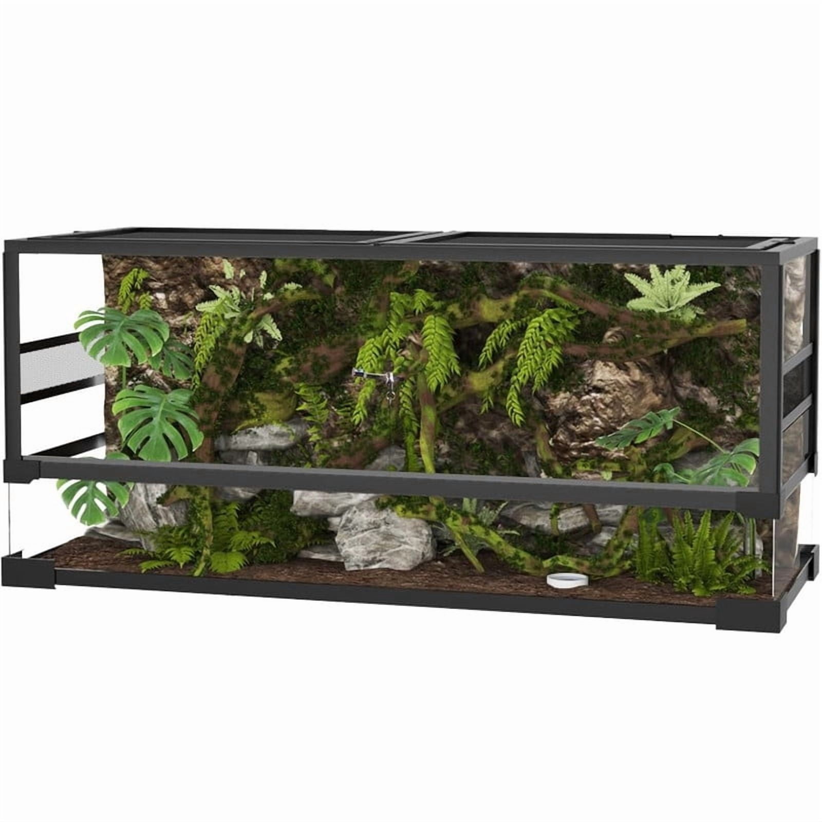Yesurprise 67 Gallon Reptile Glass Terrarium, 48Inches x 18Inches x 18Inches with Top & Side Screen Ventilation Reptile Terrarium, Toughened Glass Reptile Tank, Sliding Door & Anti Escape
