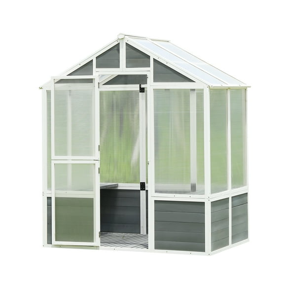 Yesurprise 76''x48''x86" Polycarbonate Greenhouse with Front Entry Door Outdoor Walk-in Winter Gardening Greenhouse Garden Shed for Patio Backyard Lawn