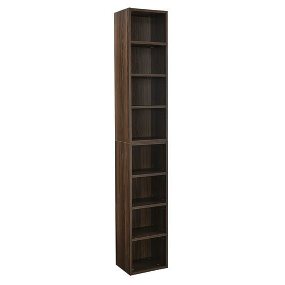 Yesurprise 8-Tier Media Tower Rack Bookcase Display Bookshelf CD DVD Slim Storage Cabinet with Adjustable Shelves for Home Office