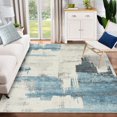 thumbnail image 1 of Yesurprise 8x10ft Modern Abstract Beige Blue Area Rugs - Stain Resistant, Washable, Non-Shedding, Non-Slip Carpet for Living Room, Bedroom, Dining Room, Office - Beige Blue, 1 of 7