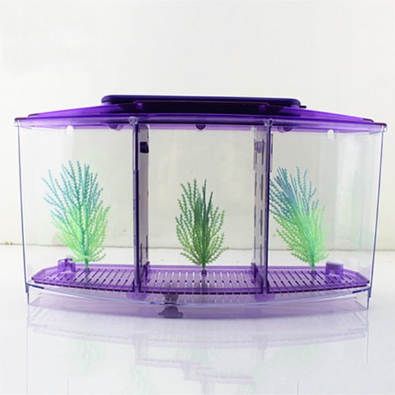 Yesurprise Acrylic Three Splits Betta Fish Bowl LED Light Triple Bow Fighting Isolation Breed Box for Aquarium