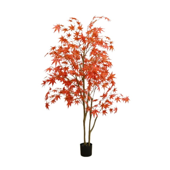 Yesurprise Alician Autumn Maple Artificial Fall Tree In Plastic Pot 3.9ft/4.9ft/5.9ft Faux Red Maple Leaves Silk Maple Tree For Fall Party Home Decoration Thanksgiving Harvest