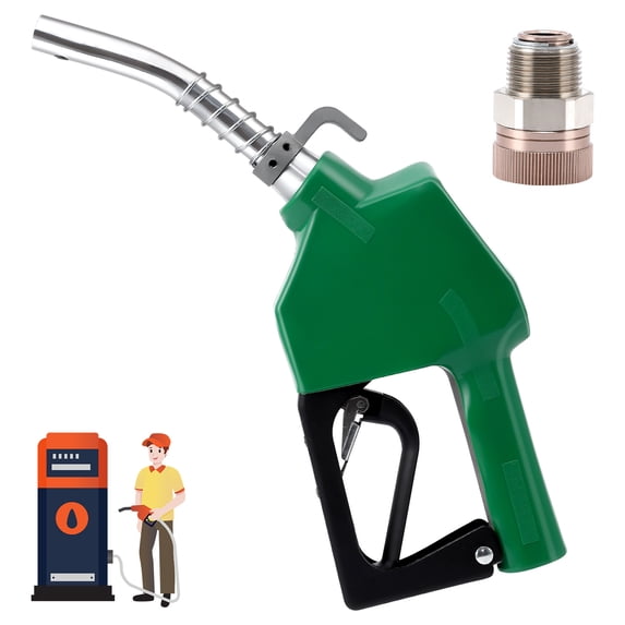 Yesurprise Automatic Fuel Nozzle 3/4" NPT Inlet Thread & 13/16" Spout 16 GPM Max Flow Rate Auto Shut Off Aluminum & PVC Gas Pump Handle with 360° Swivel for Gasoline Diesel Kerosene Refillin