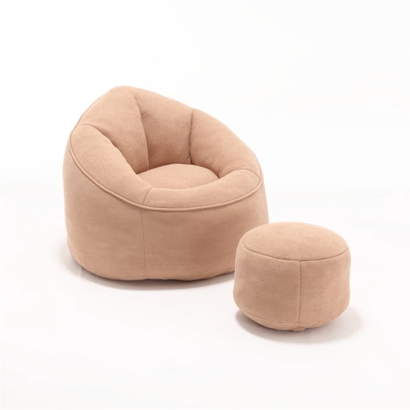 Yesurprise Bean Bag Chair with Ottoman, High-Density Foam Filling Lazy Sofa Chair with Foot Stool, Modern Accent Bean Bag Chairs for Living Room Bedroom