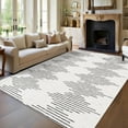 thumbnail image 1 of Yesurprise Beige 8x10 Washable Area Rugss - Modern Solid Area Rugs with Non-Slip Striped Design, Stain-Resistant Geometric Carpet for Living Room, Bedroom, Dining Room, 1 of 8