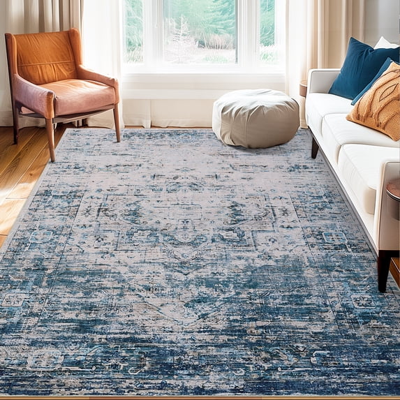 Yesurprise Blue 100% Polyester Pearl Velvet Area Rugs, 10x13ft, 350Gsm Velvet, 1150Gsm Total, Folding Backing