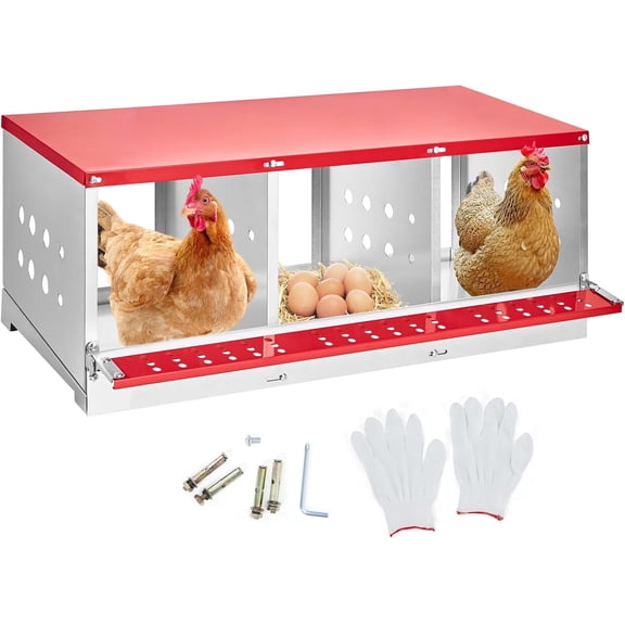Yesurprise Chicken Nesting Box with 3 Compartments Chicken Egg Laying Box Roll Away Eggs Laying Boxes Nesting Boxes UseEasy Egg Collection Easy Cleaning(Without Cover)