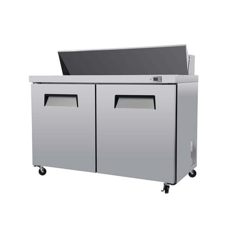 Yesurprise Commercial Refrigerator, Sandwich Prep Table with Adjustable Shelf Brackets, Automatic Defrosting Function, Food Pans, Detachable Cutting Board Salad Refrigerator