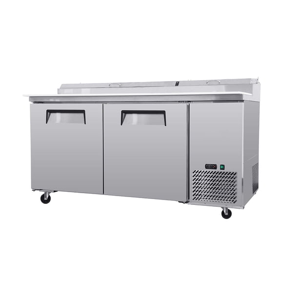 Yesurprise Commercial Refrigerator, Sandwich Prep Table with Adjustable Shelf Brackets, Stainless Steel Insulation Lid, Heavy Duty Casters, Salad Refrigerator