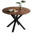 thumbnail image 1 of Yesurprise Dining Table, Mid Century Modern Kitchen Table for 4-6 People with Round MDF Table Top & Cross Metal Legs, Leisure Coffee Table for Kitchen Dining Room, 1 of 8