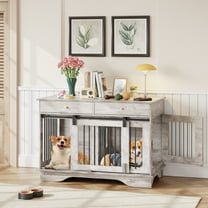 Yesurprise Dog Furniture Crate 47" Large Dog Crate Furniture w/ 2 Storage Draws & Removable Divider