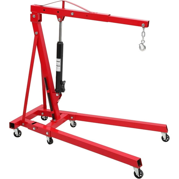 Yesurprise Engine Hoist 2 Ton Folding Shop Crane Hoist Lift 4400 LBS Heavy Duty Hydraulic Engine Crane with Telescopic Boom & 6 Casters for Engine Lifting Loading