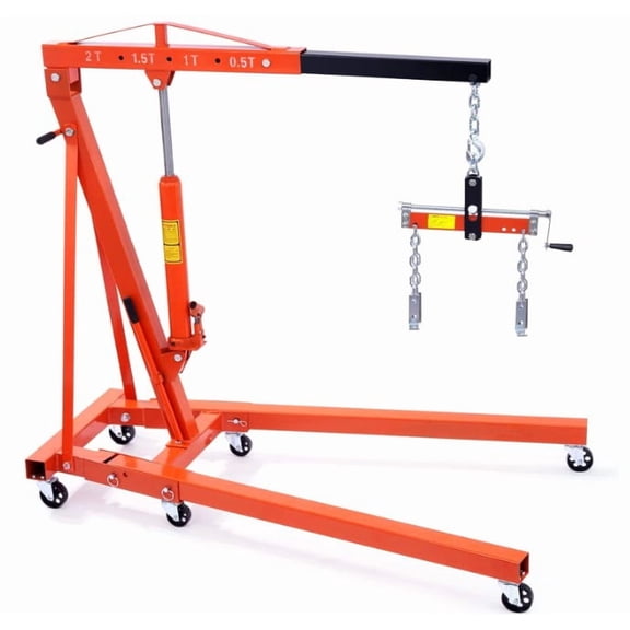Yesurprise Engine Hoist with Lever 2 Ton 4000 lbs Heavy Duty Folding Cherry Picker Engine Lift Hydraulic Tilting Engine Shop Crane with 6 Boom HitchBlack