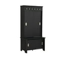 thumbnail image 1 of Yesurprise Hall Tree with Sliding Doors Wooden Shoe Cabinet with Storage Bench Adjustable Shelves Modern Coat Rack with Hooks for Entryway Hallway Living Room, 1 of 8