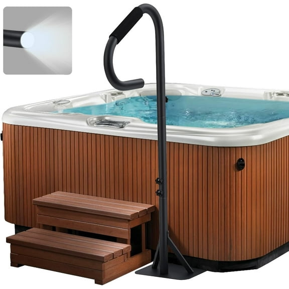Yesurprise Hot Tub Handrail with LED Light,360°Rotatable Spa Side Handrail with 35Inches ～57Inches Adjustable Height, Hot Tub Hand Rail with Slide-Under Base and Non-Slip Grip for Indoor & Outdoor