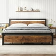 thumbnail image 1 of Yesurprise King Size Bed Frame with Wooden Headboard and Footboard Metal King Bed Platform No Box Spring Needed 14 inch Easy to Assemble Noise Free King Bed Frame, 1 of 7