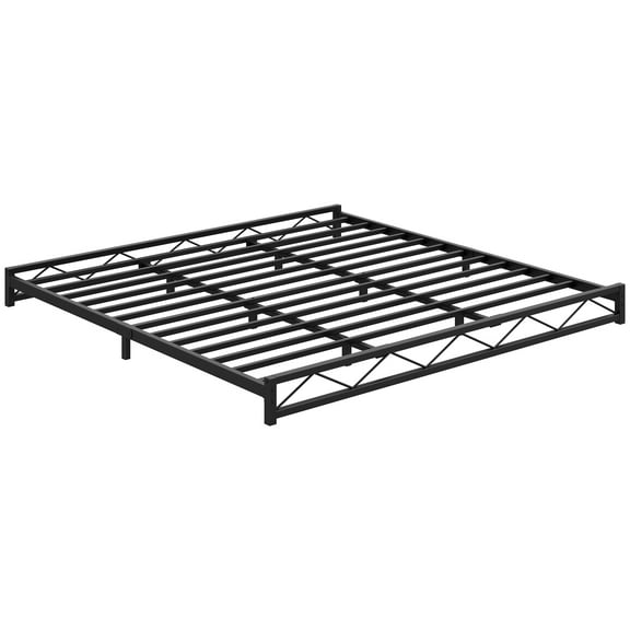 Yesurprise King Size Metal Platform Bed Frame with Wavy Pattern Steel Slat Support Mattress Foundation and No Box Spring Needed Easy Assembly Black
