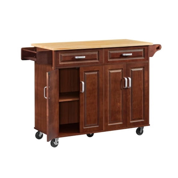 Yesurprise Mobile Kitchen Cart, Rolling Cart with 2 Drawers, 4 Door Storage Cabinets, Kitchen Storage Cart, Island Utility Cart for Kitchen, Dinning Room