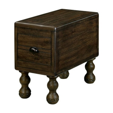 Yesurprise Narrow End Table, Night Stand with Drawer, Solid Wood Frame Waterproof Modern Minimalist End Side Table with Rivet Decoration for Bedroom Living Room Small Spaces