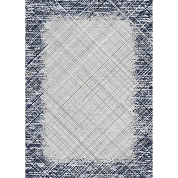 Yesurprise Navy Blue Xxy-Abstract-Illusionary Border Area Rugs, 5x7ft, 1150Gsm 100% Polyester, Folded