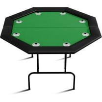 Yesurprise Octagon Poker Table with 8 Stainless Steel Cup Holders, Casino Leisure Table for 8 Players, Blackjack Gaming Table with Water-Resistant Cushioned Rail