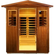 Yesurprise Outdoor Mahogany Sauna 4 Person Far Infrared Sauna for Home 2050W Wooden Sauna Spa with LED Reading Lamp for Indoor Outdoor
