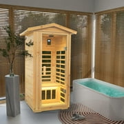 Yesurprise Outdoor Wooden Sauna 1 Person 1560W Low EMF Canadian Hemlock Wooden Far Infrared Dry Sauna for Indoor Outdoor