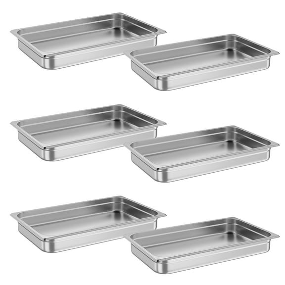 Yesurprise Set of 6 Hotel Pan 2.5/4/6 inch Deep Steam Table Pan Full Size 21 x 13 Inch Anti Jam Stainless Steel Commercial Steamer Pan Food Catering 2.5"deep