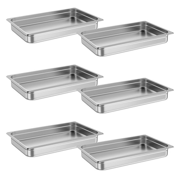 Yesurprise Set of 6 Hotel Pan 2.5/4/6 inch Deep Steam Table Pan Full Size 21 x 13 Inch Anti Jam Stainless Steel Commercial Steamer Pan Food Catering 2.5"deep