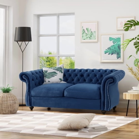 Yesurprise Sofa Couch, 2 Seater Sofa, 61.75” Modern Sofa Couches, Upholstery Sofa, with Button-Tufted, Nailhead Design for Guest Room, Office, Apartment, Small Room