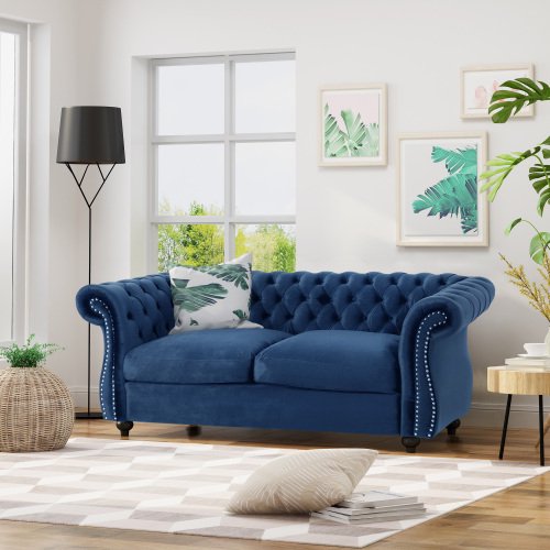 Yesurprise Sofa Couch, 2 Seater Sofa, 61.75” Modern Sofa Couches, Upholstery Sofa, with Button-Tufted, Nailhead Design for Guest Room, Office, Apartment, Small Room