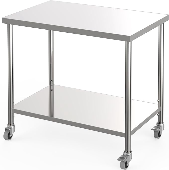 Yesurprise Stainless Steel Table 2-Tier Prep Work Table with Adjustable ...