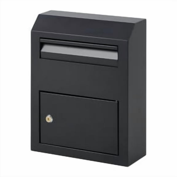 Yesurprise Steel Key Lock Wall Mount Mailbox | Outdoor Security Drop Box for Parcels & Letters | 12"x4.5"x15" Black Collection Box with Anti-Theft Design