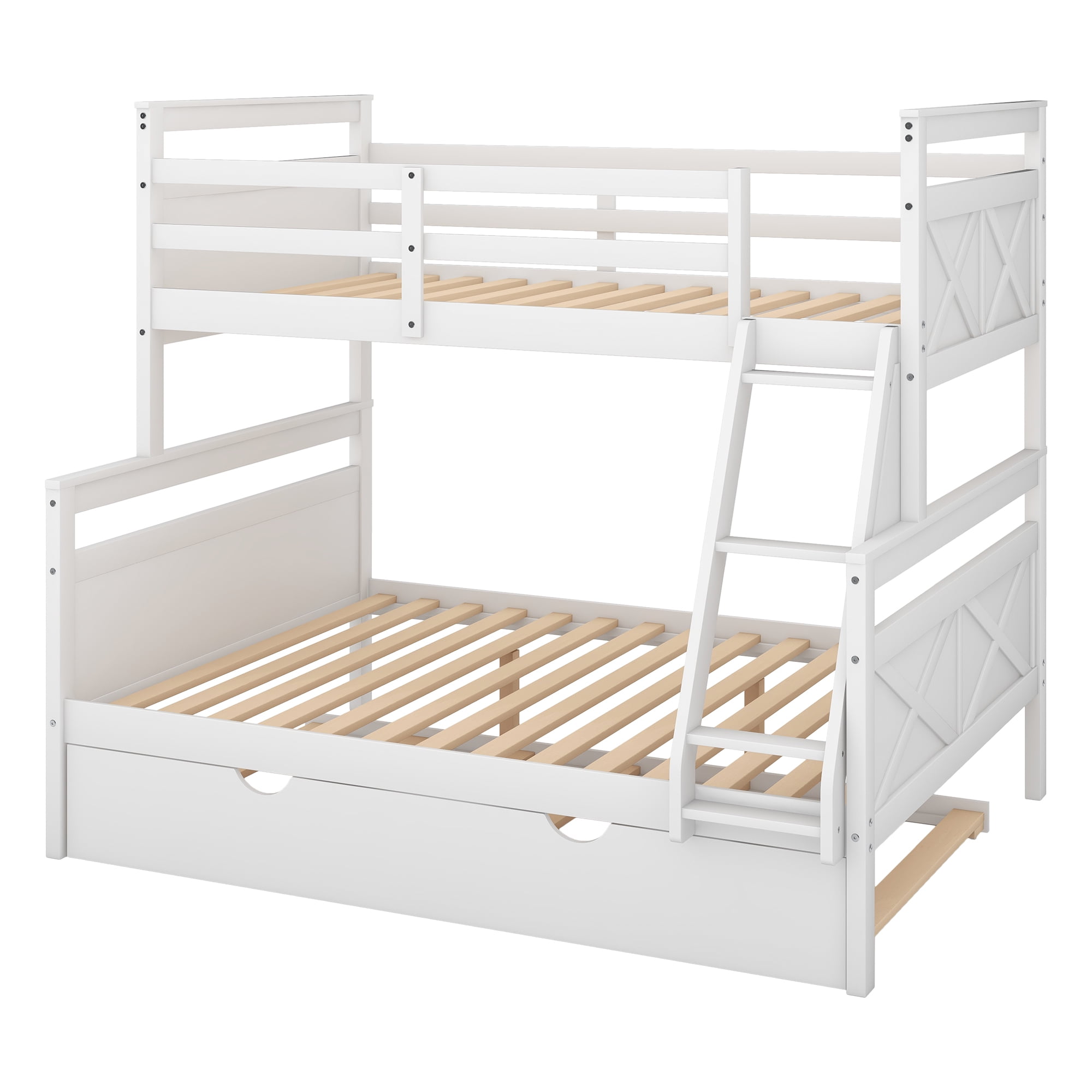 Yesurprise Twin Over Full Bunk Bed with Trundle Detachable Bunk Beds