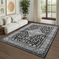 thumbnail image 1 of Yesurprise Vintage Floral Print Area Rugs, 8'x10' - Washable Area Rugs, Stain Resistant Indoor Carpet, Non-Slip Low Pile Floor Area Rugss for Living Room, Bedroom, Dining Room, Black, 1 of 9