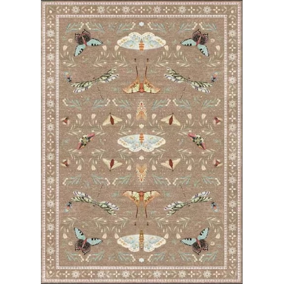 Yesurprise Xm-Modern-Ecological Paradise Camel Tone Area Rugs - 2x6ft, 1150Gsm, 100% Polyester, Velvet Weight 350Gsm, Pearl Velvet, Washed Back, Folding Simulation, Printed Carpet