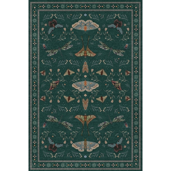 Yesurprise Xm-Modern-Ecological Paradise Green Tone Area Rugs - 2x6ft, 1150Gsm, 100% Polyester, Velvet Weight 350Gsm, Pearl Velvet, Washed Back, Folding Simulation, Printed Carpet