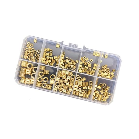Yeswillos 220pcs Knurled Threaded Inserts Brass Heat Insert Nut Rustproof Multi Size