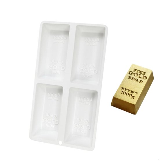 Yeswillos Gold Brick Shape Silicone Molds Making Mousses Cake Molds Decorating Baking Tool for Making Chocolate Fondant Dessert