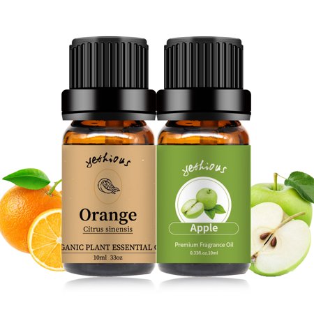 Yethious 2 Pack Apple Essential Oil Orange Essential Oil 10ml For Diffuser 100% Pure Organic Aromatherapy