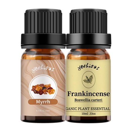 Yethious 2 Pack Frankincense Essential Oil Myrrh Essential Oil 10ml For Diffuser 100% Pure Organic Aromatherapy