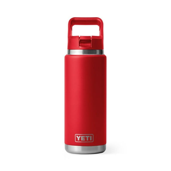 Yeti 26Oz Rambler Water Bottle With Color Matched Straw Cap Rescue Red
