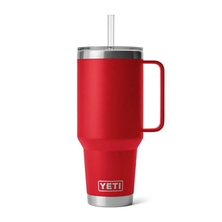 Yeti 42 oz Rambler Straw Mug With Straw Lid Rescue Red