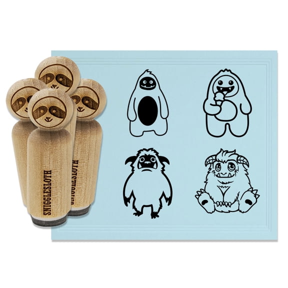 Yeti Abominable Snowman Monster Rubber Stamp Set for Scrapbooking Crafting Stamping - Mini 1/2 Inch