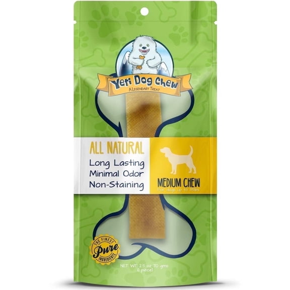 Yeti Dog Chew Natural Yak Cheese, Long-Lasting Dog Chews for Aggressive Chewers, Medium, 1 Piece, 2.5 oz