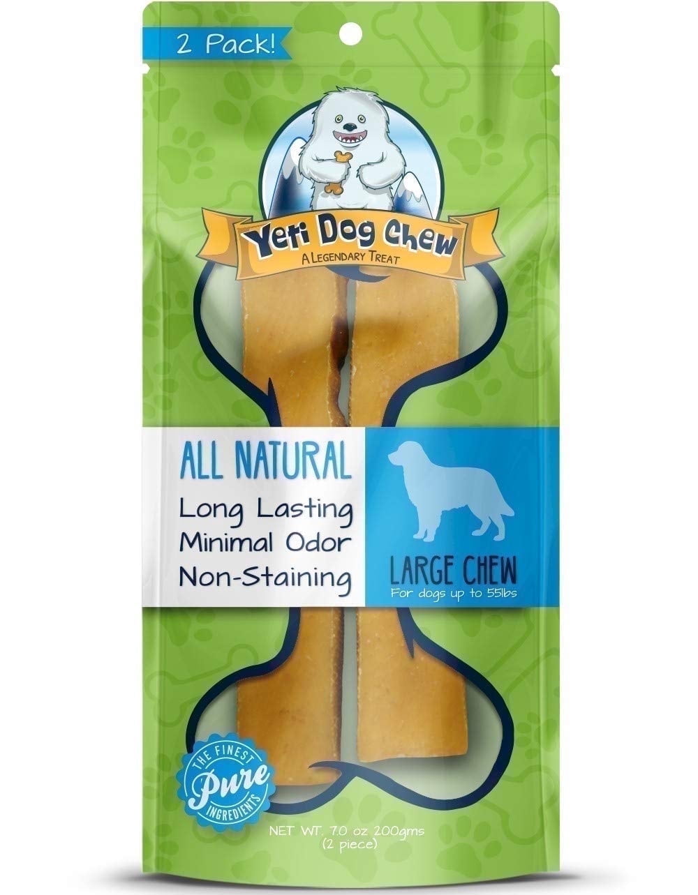 Yeti Dog Chew Natural Yak Cheese, Long-Lasting Dog Chews, Large, 2 Pieces, 7 oz