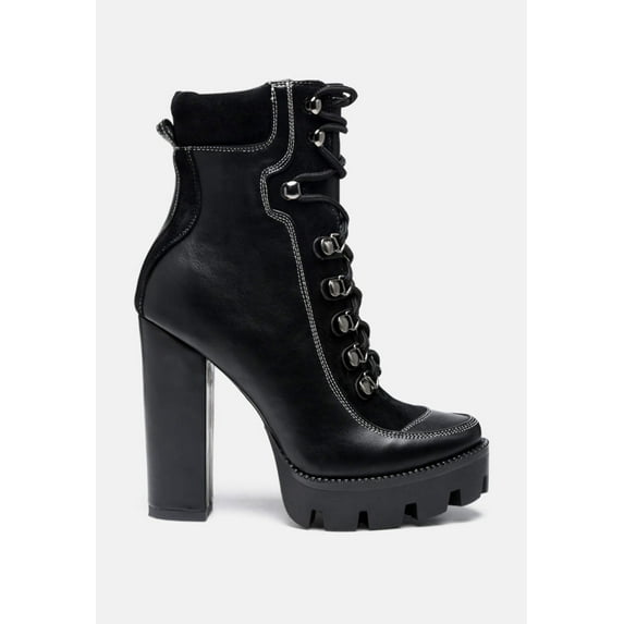 Yeti High Heel Lace Up Biker Boots